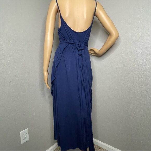 Gap Wrap Dress Spaghetti Strap Blue Maxi Size Medium Petite - Picture 5 of 8